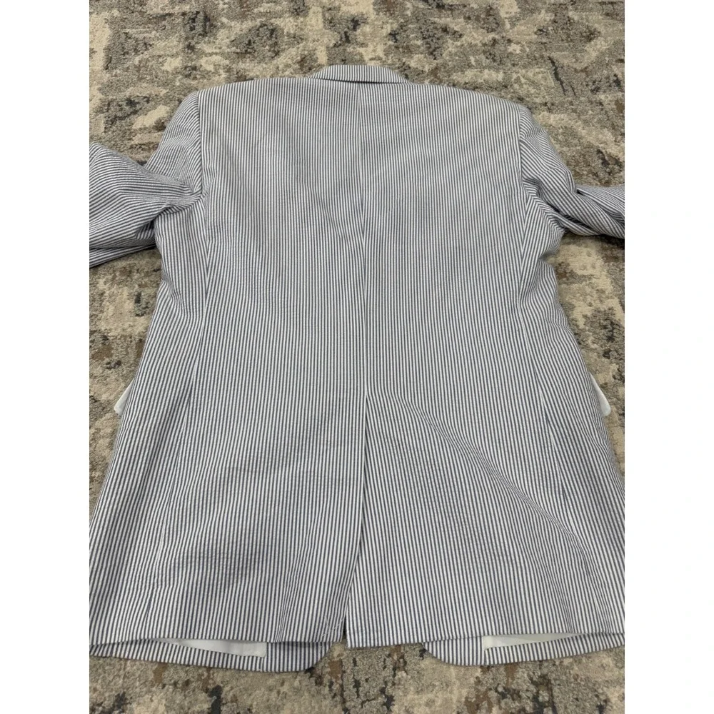 Jos A Bank Mens 42R Seersucker Blazer Blue White Striped Sport Coat 2 Button